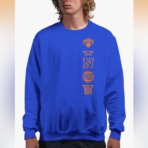 New York Knicks Junk Food NBA Stacked Logo Adult Pullover Fleece Crew Neck 2X
